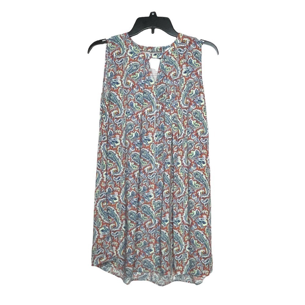 Umgee Sleeveless Paisley Bohemian Print Tunic Dress Small swing flowy